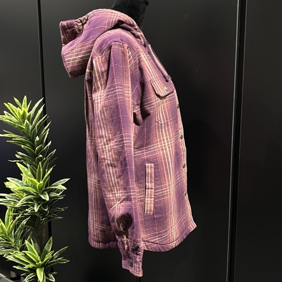 Ariat Rebar Flannel Hooded Shacket,shirt/jacket snap front,pockets,warm workwear - Picture 4 of 14